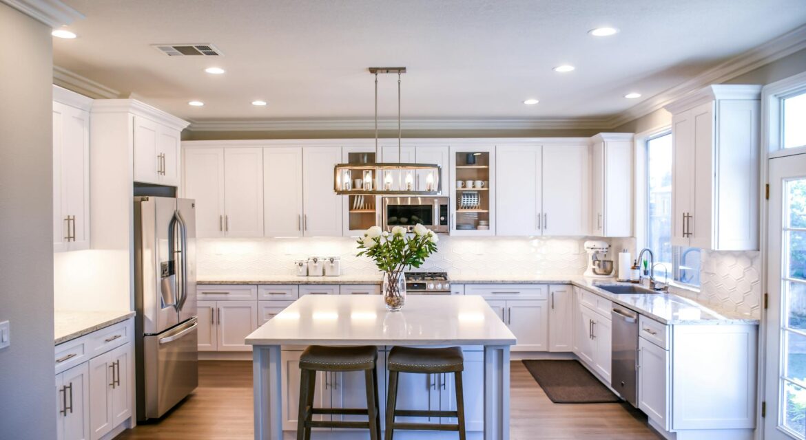 white wooden cupboards