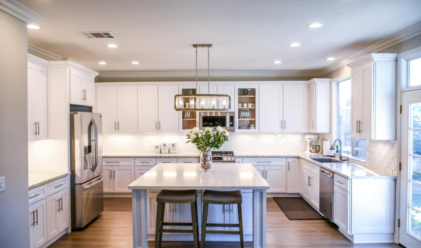 white wooden cupboards